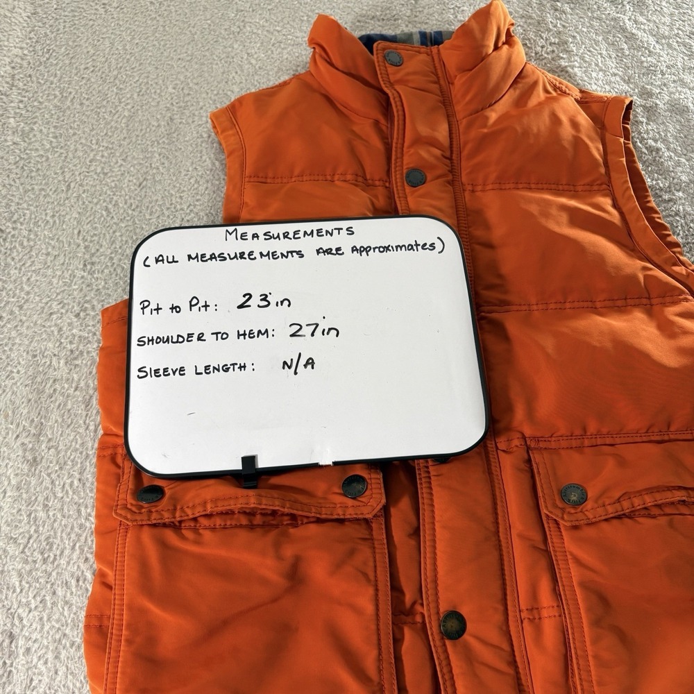 Abercrombie Fitch Mens Puffer Vest Large Orange Utility Snap Zip Outdoor - Picture 8 of 12